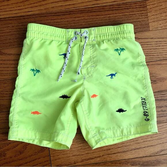 Baby Gap Embroidered Dinosaurs Appliqués  Yellow Swimming Trunks Boy’s Size 5 - Picture 2 of 10
